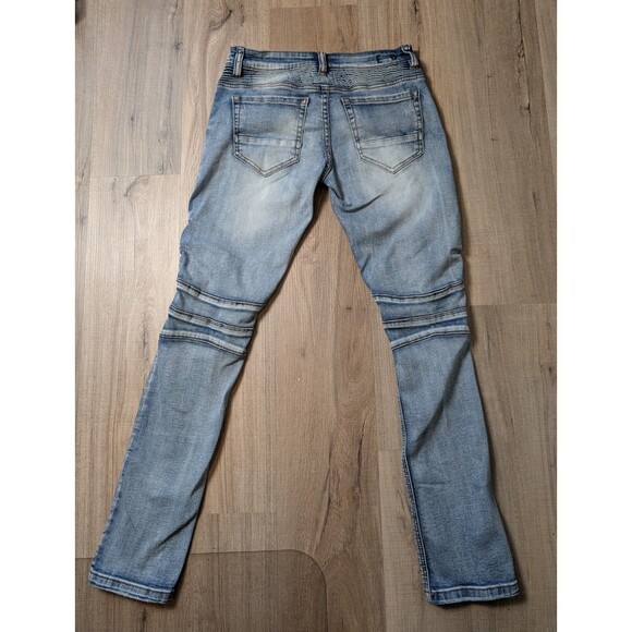 EDISON Biker Moto Jeans Size 32 Ribbed Skinny Distressed Streetwear Men's - Picture 3 of 12